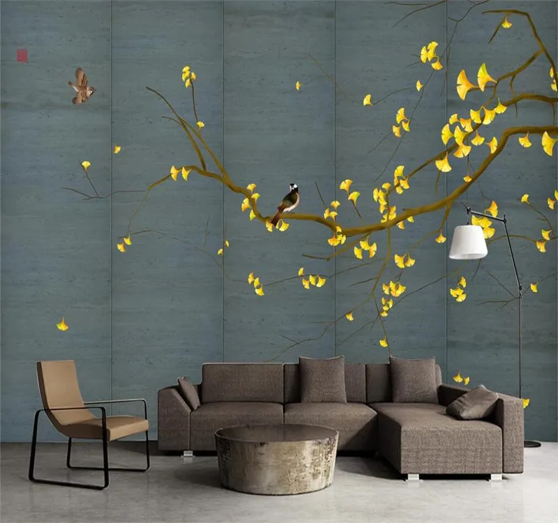Настенные обои на заказ украшение для дома в китайском стиле ручная роспись ginkgo