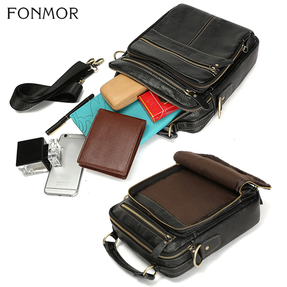 Мужская сумка мессенджер Fonmor черная многофункциональная через плечо из