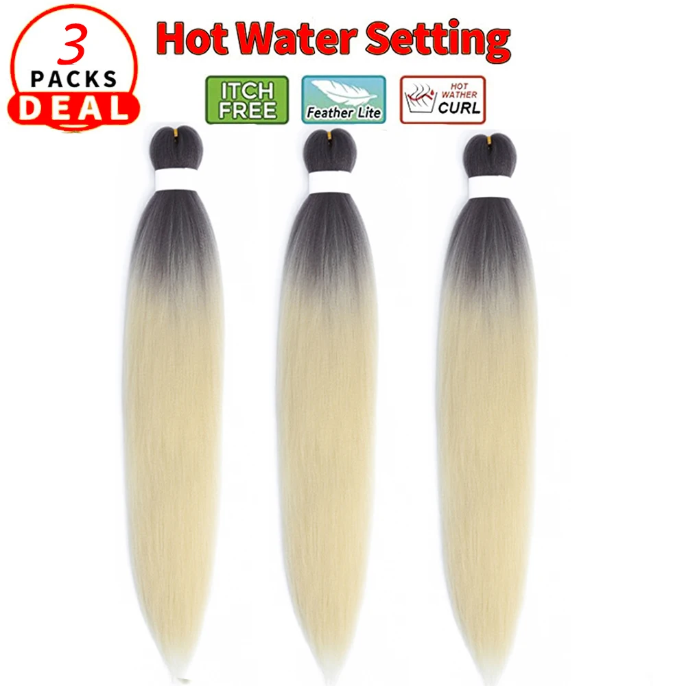Synthetic Braiding Hair Extensions Easy Jumbo Braids 24Inch Yaki Straight Pre Stretched For Braid Hot Water 3 Packs - купить по