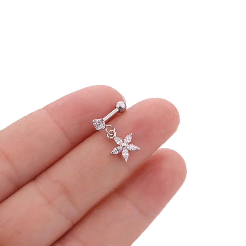 

Stainless Steel Cross Heart Flower Crown Piercing Cz Ear Studs Helix Piercing Cartilage Earring Rook Tragus Conch Stud