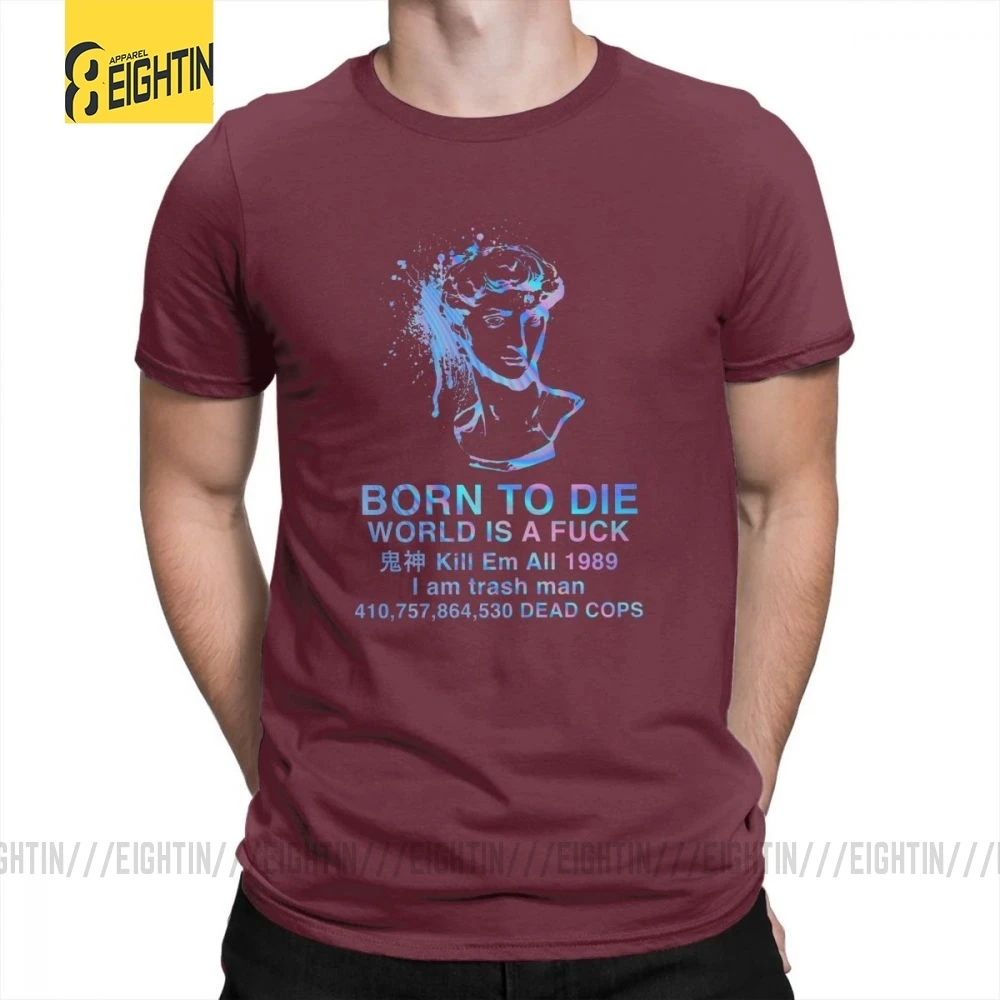 Vaporwave, футболки, Born to Die, футболки, большой размер, хлопок, мужские футболки с круглым воротником, графические, короткий рукав, стильные, уникальные - Цвет: Burgundy