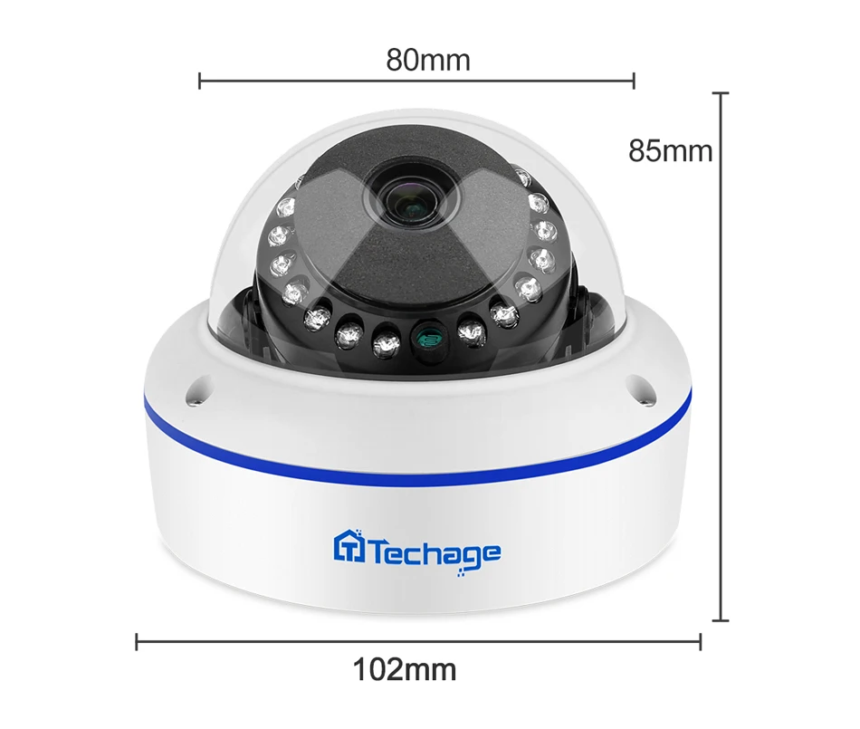 Techage домашняя Антивандальная 3MP купольная IP-камера безопасности POE ИК-отрез