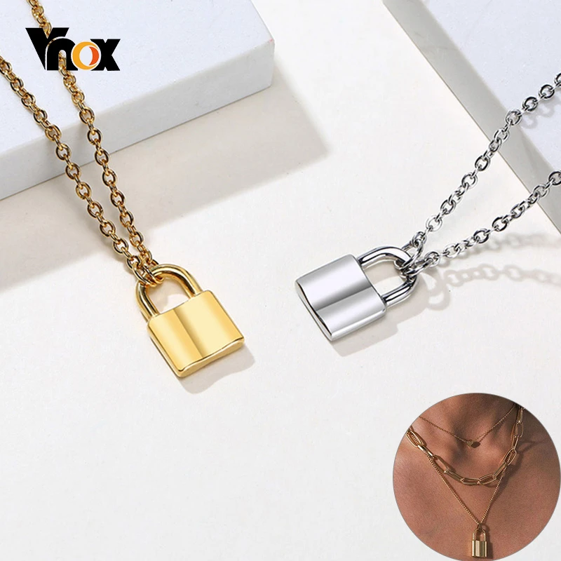 Женская подвеска в виде висячего замка Vnox Chic ожерелье из нержавеющей стали