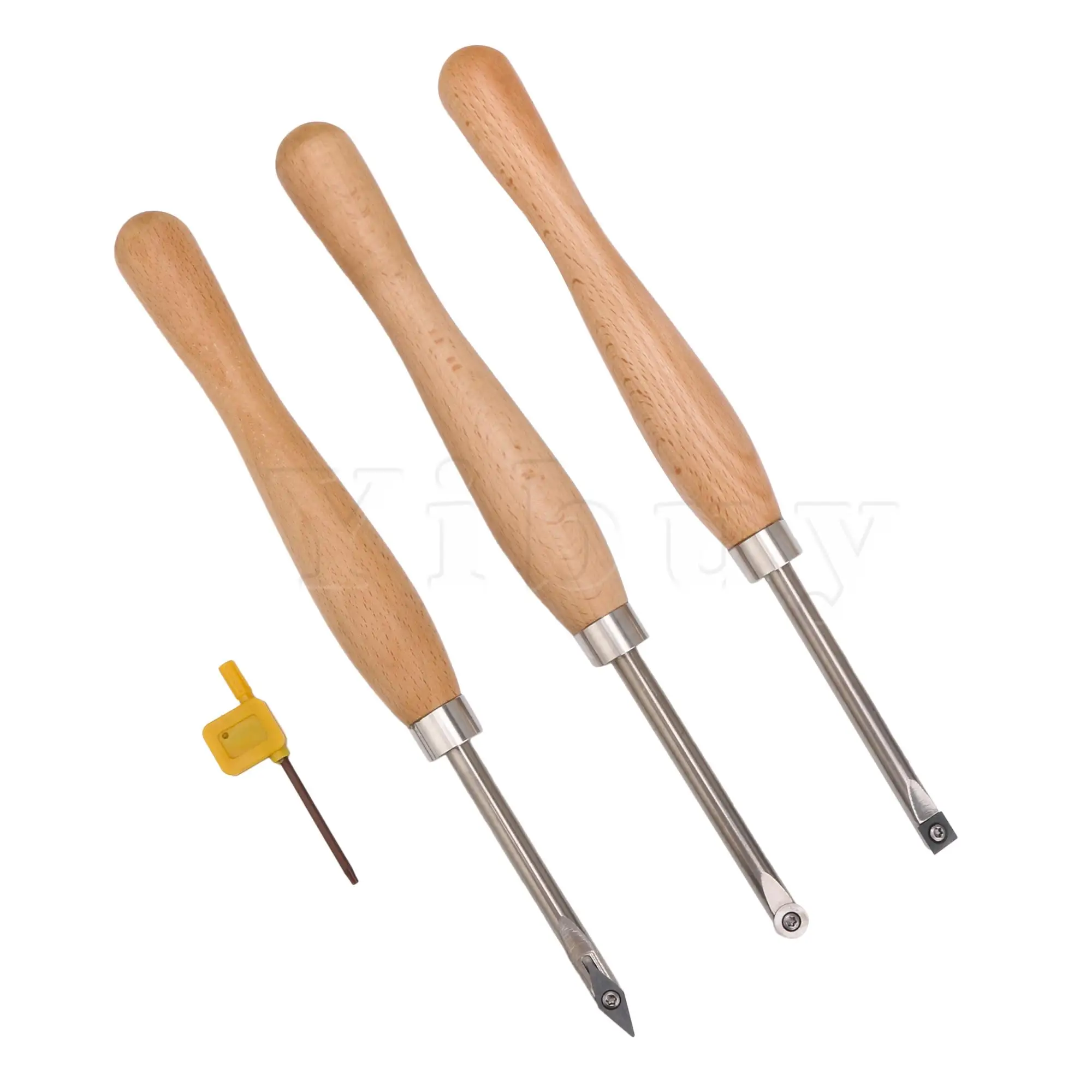 

3PCS Carbide Wood Lathe Turning Tools with Wood Handle for Woodworking