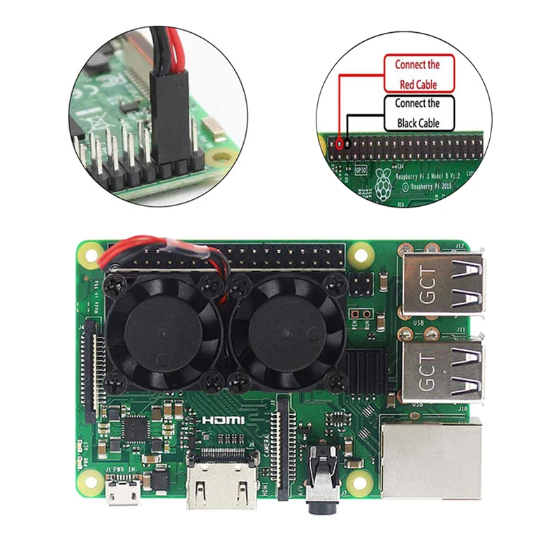Raspberry Pi 4 двойной вентилятор с радиатором двойной охлаждающий вентилятор система охлаждения Радиатор для Raspberry Pi 3 Model B 3B Plus 3B
