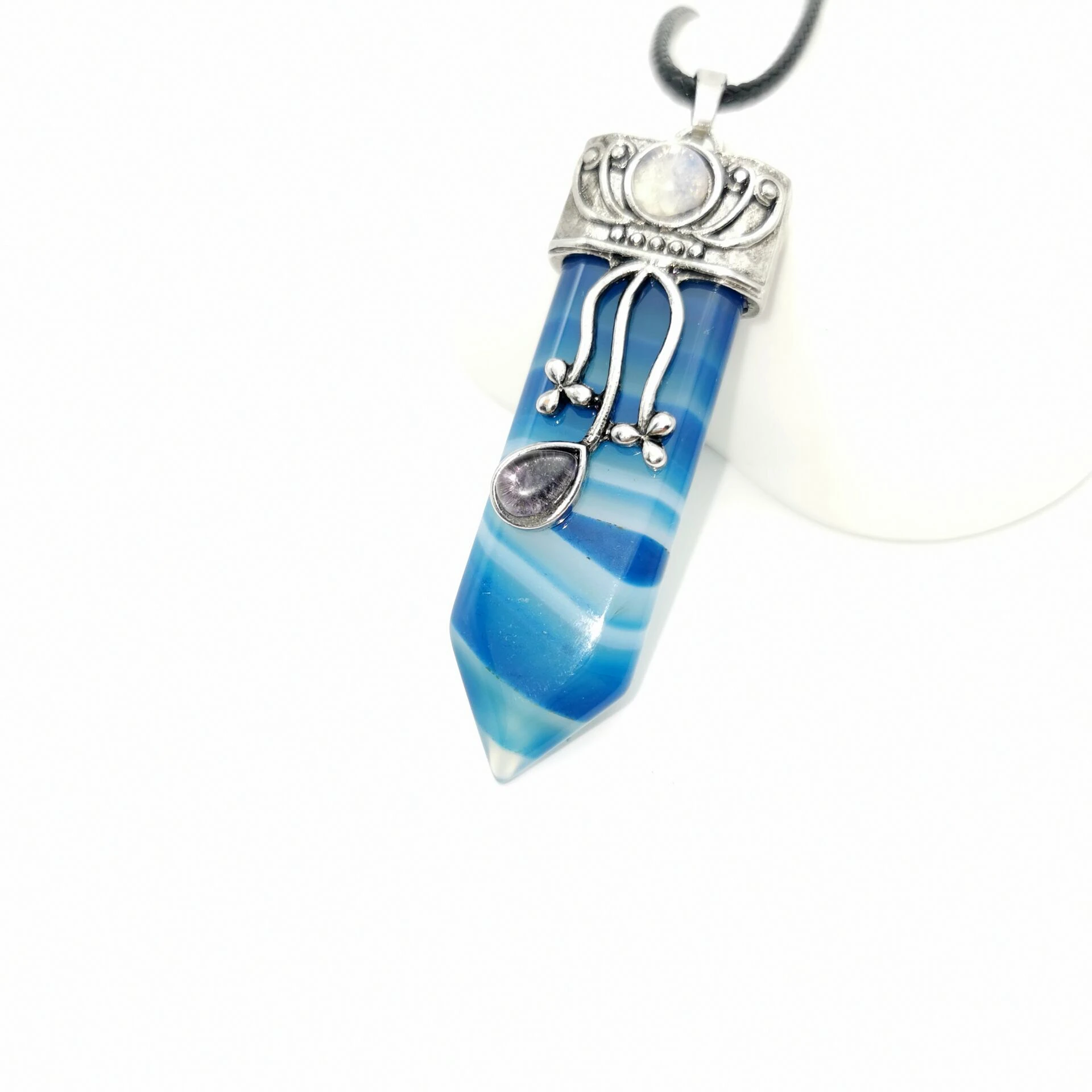 Reiki Natural Gem Stone Sword Pendants Pendulums Labradorite Pink Quartz Lapis Lazuli Black Obsidian Tiger Eye Jewelry 1PCS - Окраска металла: 1