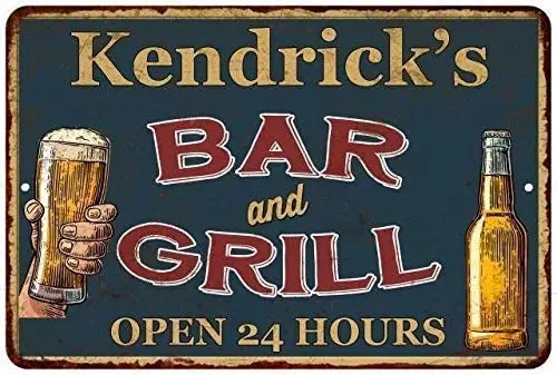 

JUCHen Kendrick'S Green Bar and Grill 12 X 8 Inches Novelty Sign Metal Aluminum Sign Wall Sign Plaque Poster for Home Bathro