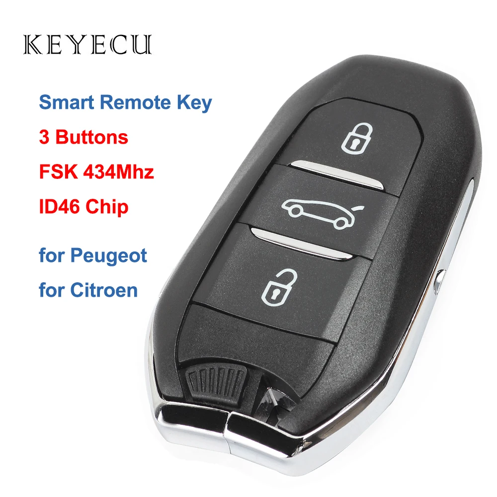 Keyecu умный дистанционный ключ 3 кнопки FSK 434 МГц с PCF7945 ID46 чип для Citroen C4 Grand Picasso DS5