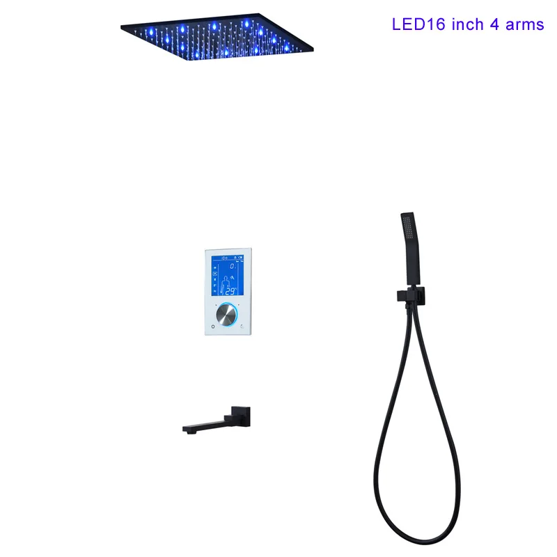 Shower Head LCD Touch Screen Digital Display Shower Set Temperature Control 16 Inch 180 Degree Swivel Faucet Shower Head