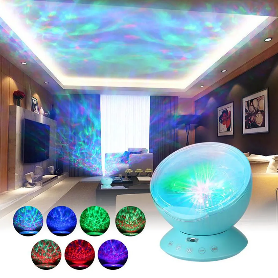 

Colorful Projector Starry Sky Night Light USB LED Star Night Light Music Water Wave Projector Light Bluetooth Sound-Activated