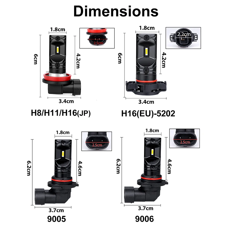 Автомобильные светодиодсветодиодный Противотуманные фары HB3 9005 HB4 9006 H8 H11 для