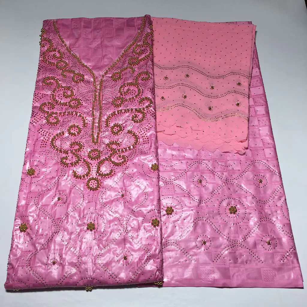 Бесплатная доставка африканская парчовая бусина Базина с более богатыми камнями