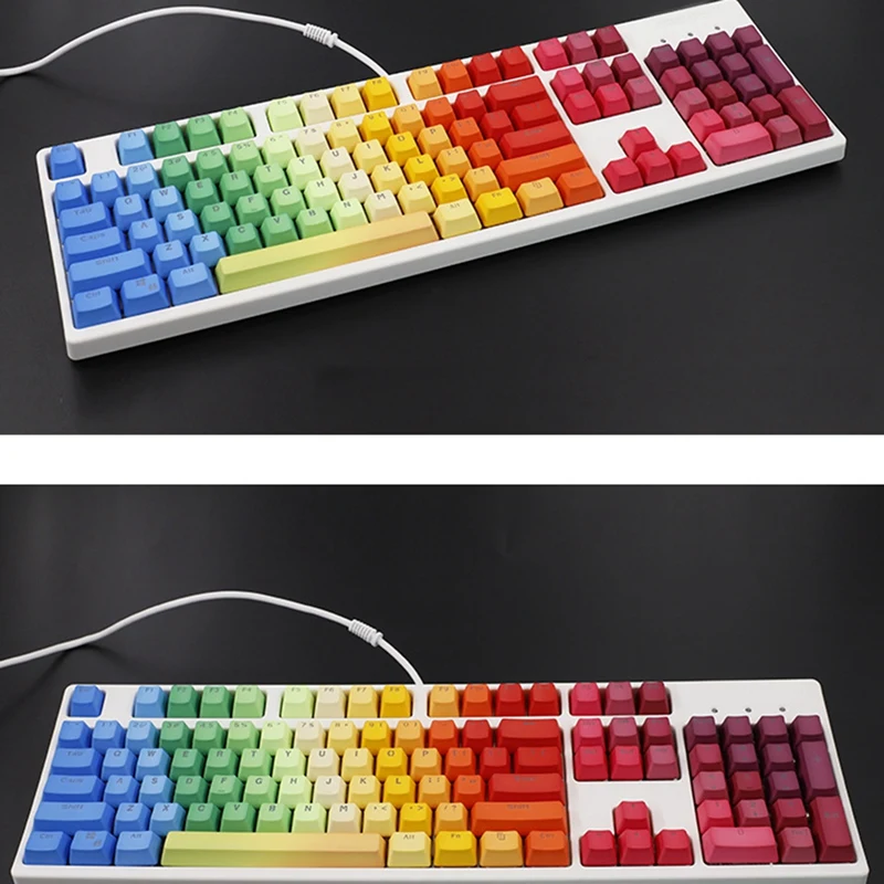 104 ключа Радуга Keycap PBT Dip с градиент цвета радуги подходит для клавиатуры