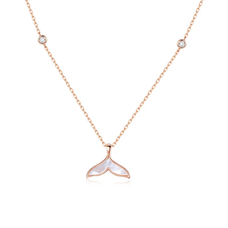 

Mermaid tail shell necklace women's pure silver fashion Korean temperament fish