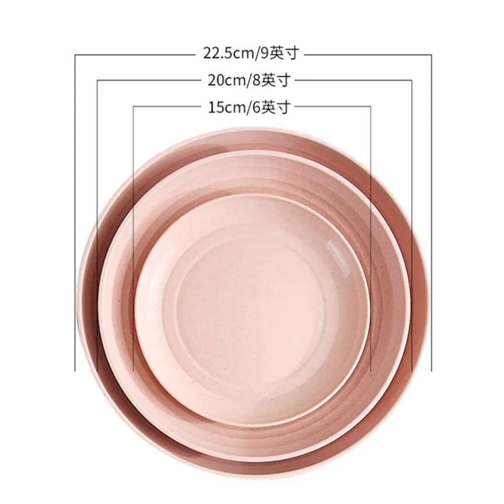 

4pcs Eco-Friendly Solid Color Wheat Straw Plate Dish Snack Food Plate Dessert Dinner Fruit Round Plate Tray Tableware