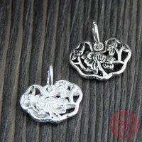 handmade craft 1pcs 925 sterling silver color lotus pendant for making jewelry diy bracelet necklace charms lucky accessories