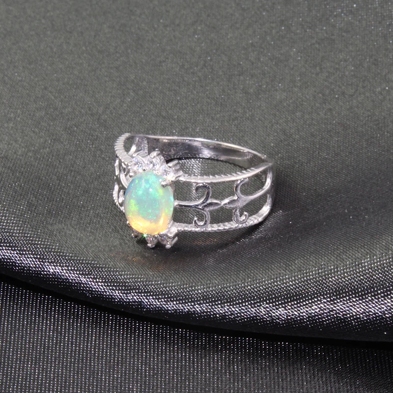 Vintage opal silver ring 6 mm * 8 natural solid 925 sterling jewelry can choose stone before order | Украшения и аксессуары