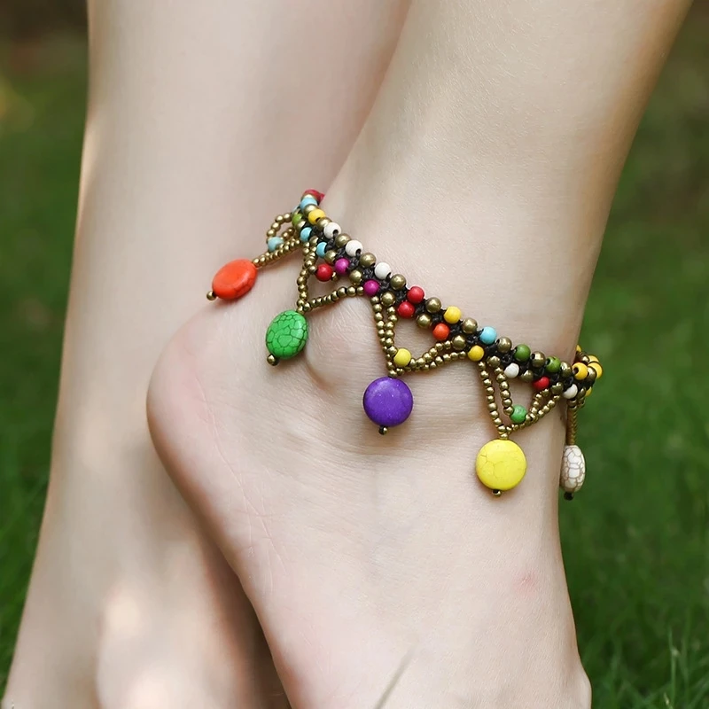 

Vintage colorful Beads Starfish Sea Turtle Anklets For Women New Multi Layer Anklet Leg Bracelet Handmade Bohemian Jewelry