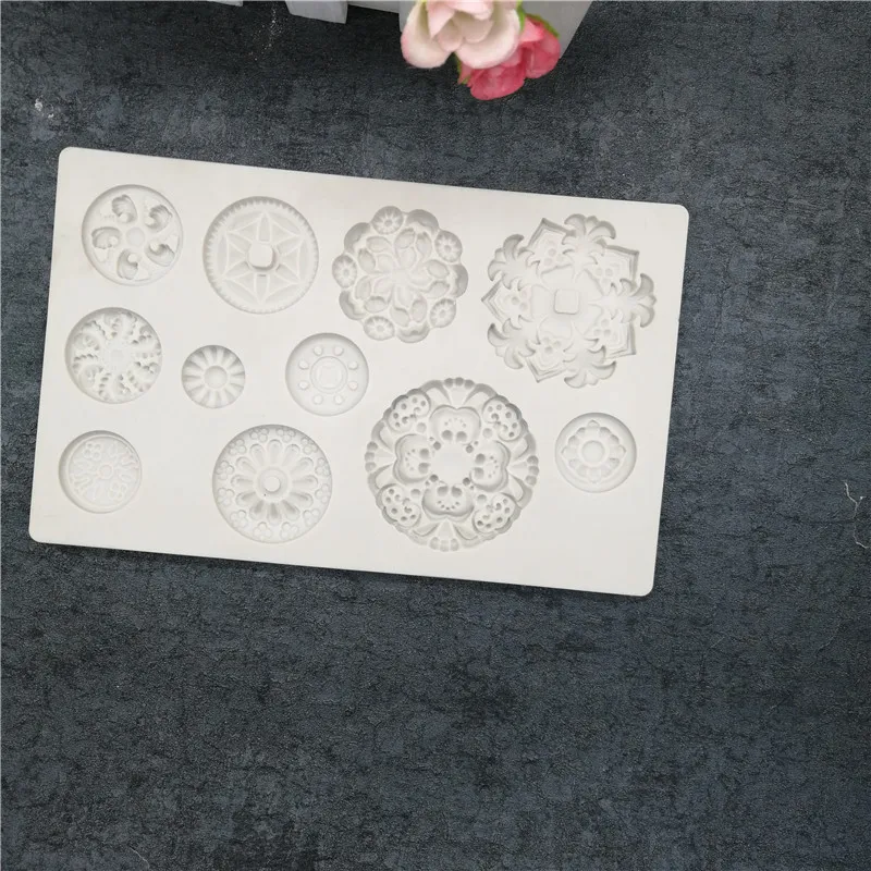 Круглая Форма Кружева Силиконовые Формы 3D Для Украшения Торта Шоколадная