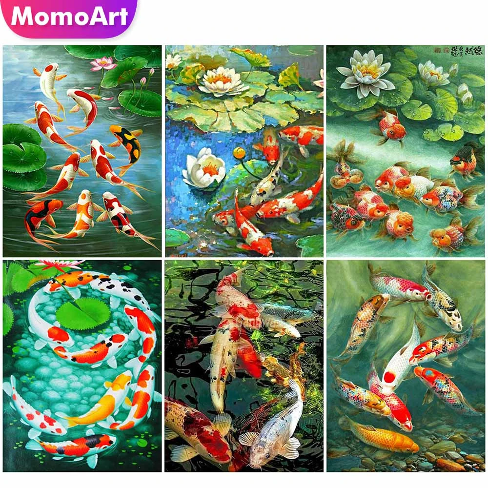 

MomoArt Алмазная вышивка рыбы Алмазная мозаика животные картины стразами полная выкладка подарок ручной работы