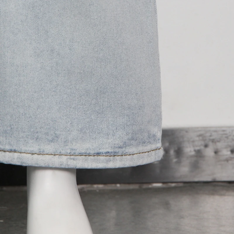 

TWOTWINSTYLE Casual Hit Color Denim Trousers For Women High Waist Sashes Loose Straight Pants Female 2021 Spring Fashion Clothes