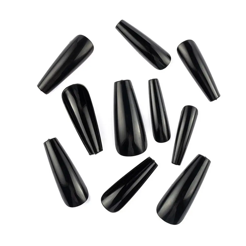 

100PCS Nail Patch Candy Colors Long Ballerina Fake Nails Art Tips ABS Natural Artificial Nail Decoration Full Cover Manicure