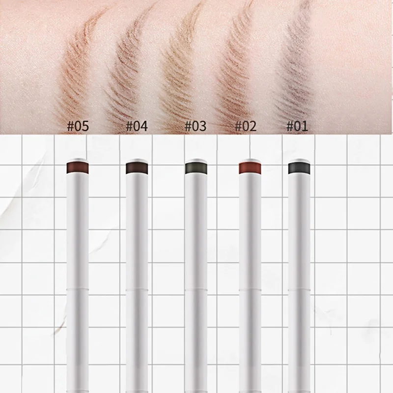 

5 Colors Double-head Rotating Super Thin Eyebrow Pencil Duckbill-shaped Pen Tip Long-lasting Waterproof Does Not Fade Beginner