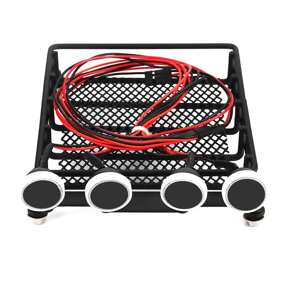 

Багажник на крышу Чемодан Перевозчик с 4 круглый светодиодный свет лампы универсальный автомобиль грузовик корзина TAMIYA по супер скидке CC01 о...