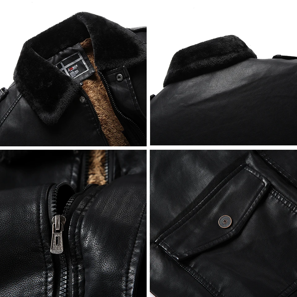 Мужские кожаные куртки HIEXHSE мотоциклетные с воротником стойкой и карманами на