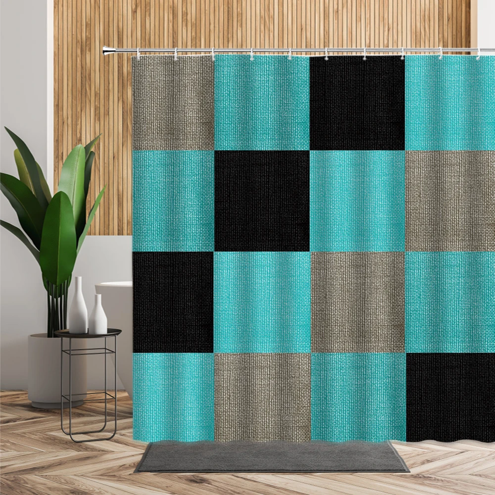 

Занавеска для душа, водонепроницаемая, черная, синяя, серая, с крючками