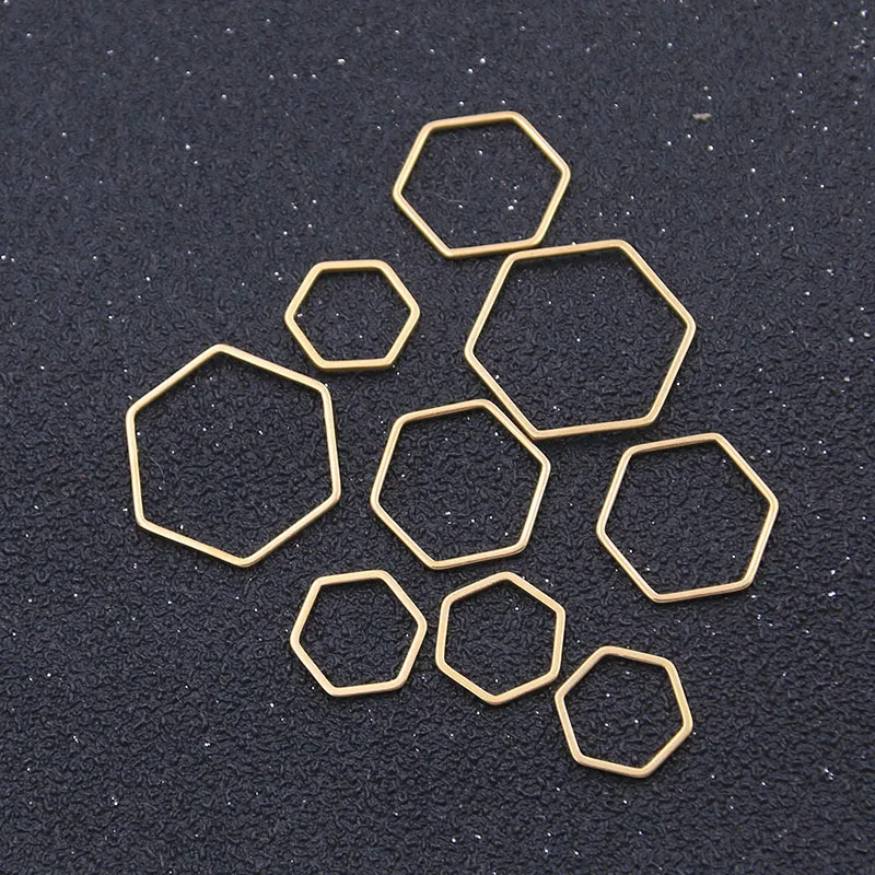

10 шт. 3 размера геометрические многоугольные шармы Золотая нержавеющая сталь открытая рамка форма рамка полые давление Смола Рамка сделай сам материал подвески