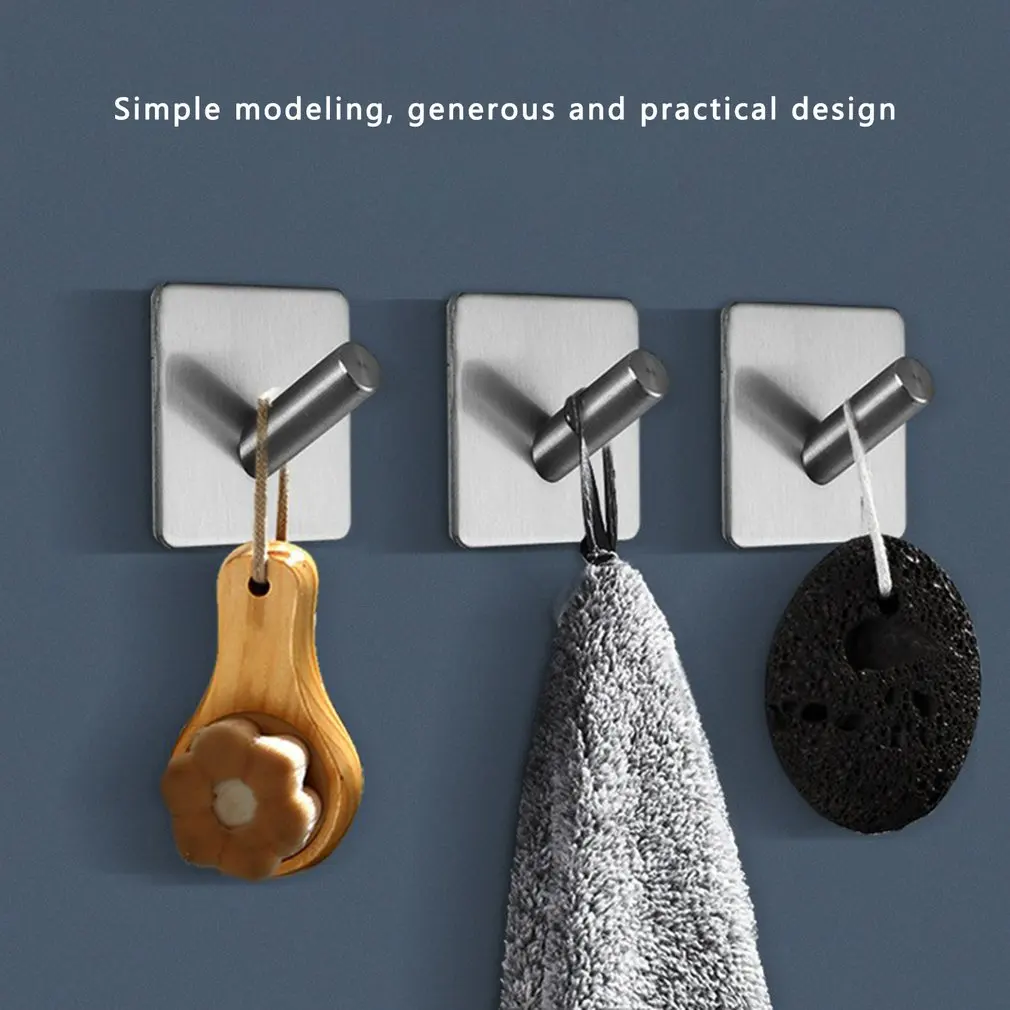 

Robe Hooks Stainless Steel Black Non-perforated Clothes Hooks Door Hooks Kitchen Wall Hanger Hook Single Hooks Hardware Bathroom