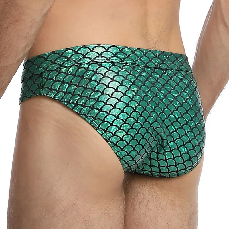 Pinkysenson Для мужчин нижнее белье трусы рыбы кожа шорты c выпуклой частью для мужские
