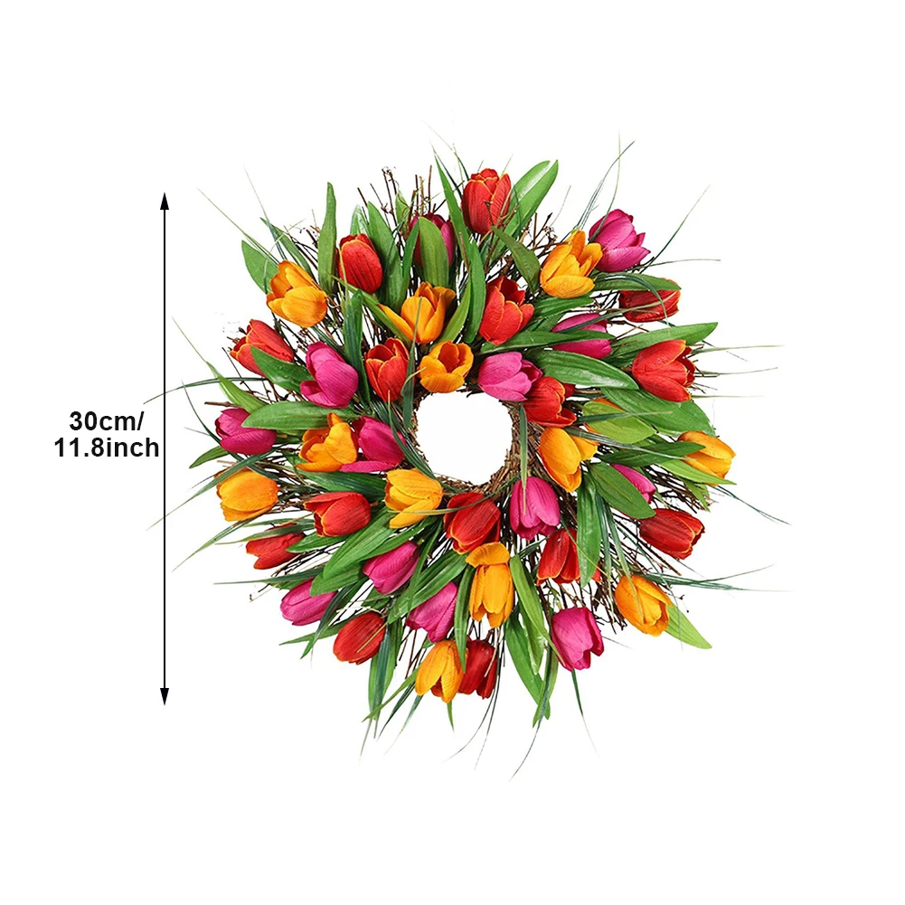 

Artificial Flower Wreath Bouquet Home Decor Fake Garden Party Hanging Anniversary Wedding Backdrop Front Door DIY Tulips Garland
