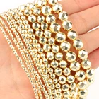 Бусины из натурального камня, граненсветильник ые Позолоченные гематита, аксессуары для браслетов, 23468 мм