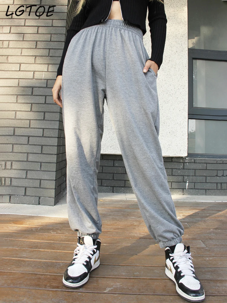 

Черные повседневные штаны, женские эластичные шаровары с карманами, тренировочные штаны, женские модные спортивные уличные брюки Y2K спорти...