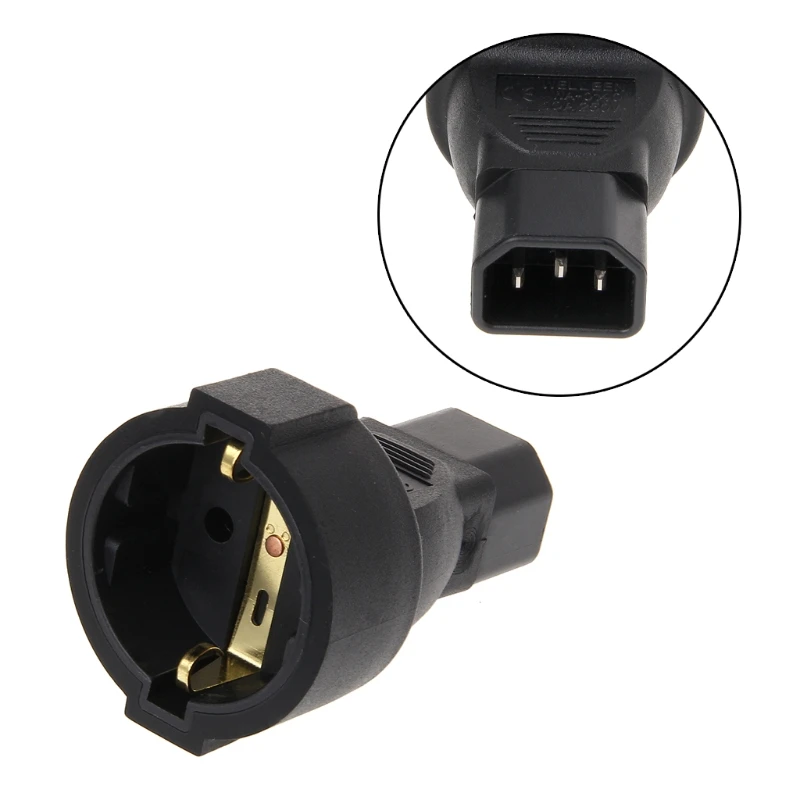 

IEC 320 C14 Male To CEE 7/7 European 3-Pin Female Power Socket Plug Adapter