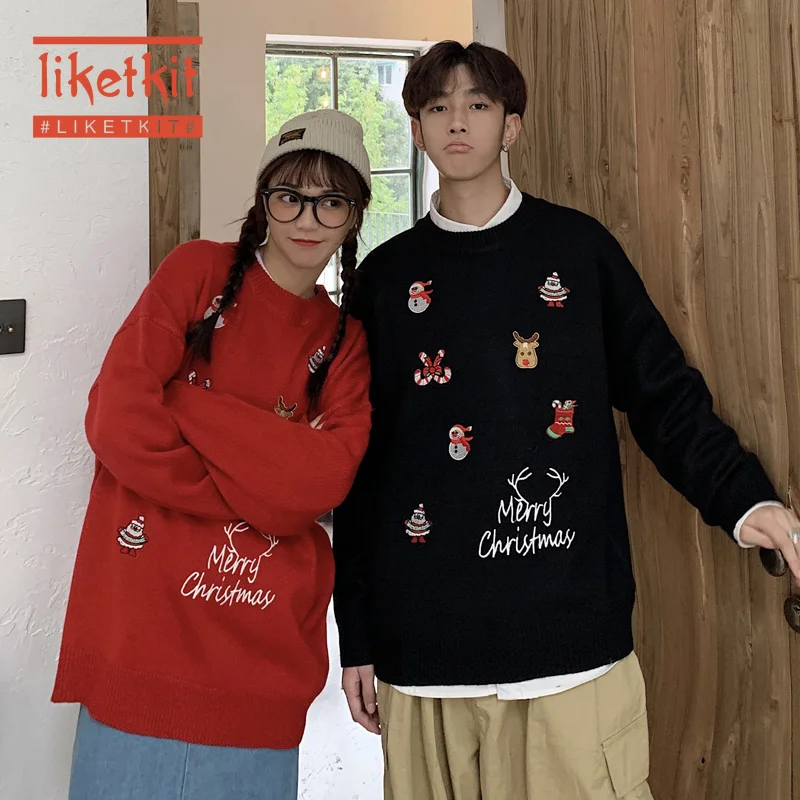 Liketkit мужские Рождественские свитера 2019 пары с рисунком Повседневные плотные