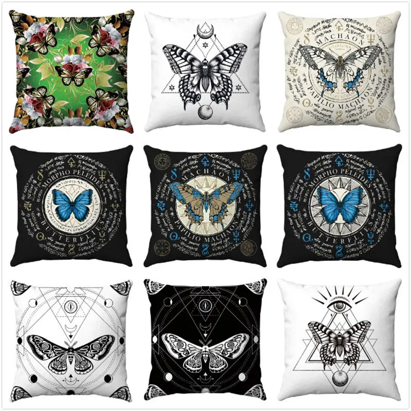 

45cm*45cm darkness watercolor butterfly super flexible fabric throw pillow covers couch cushion cover home decorative pillows