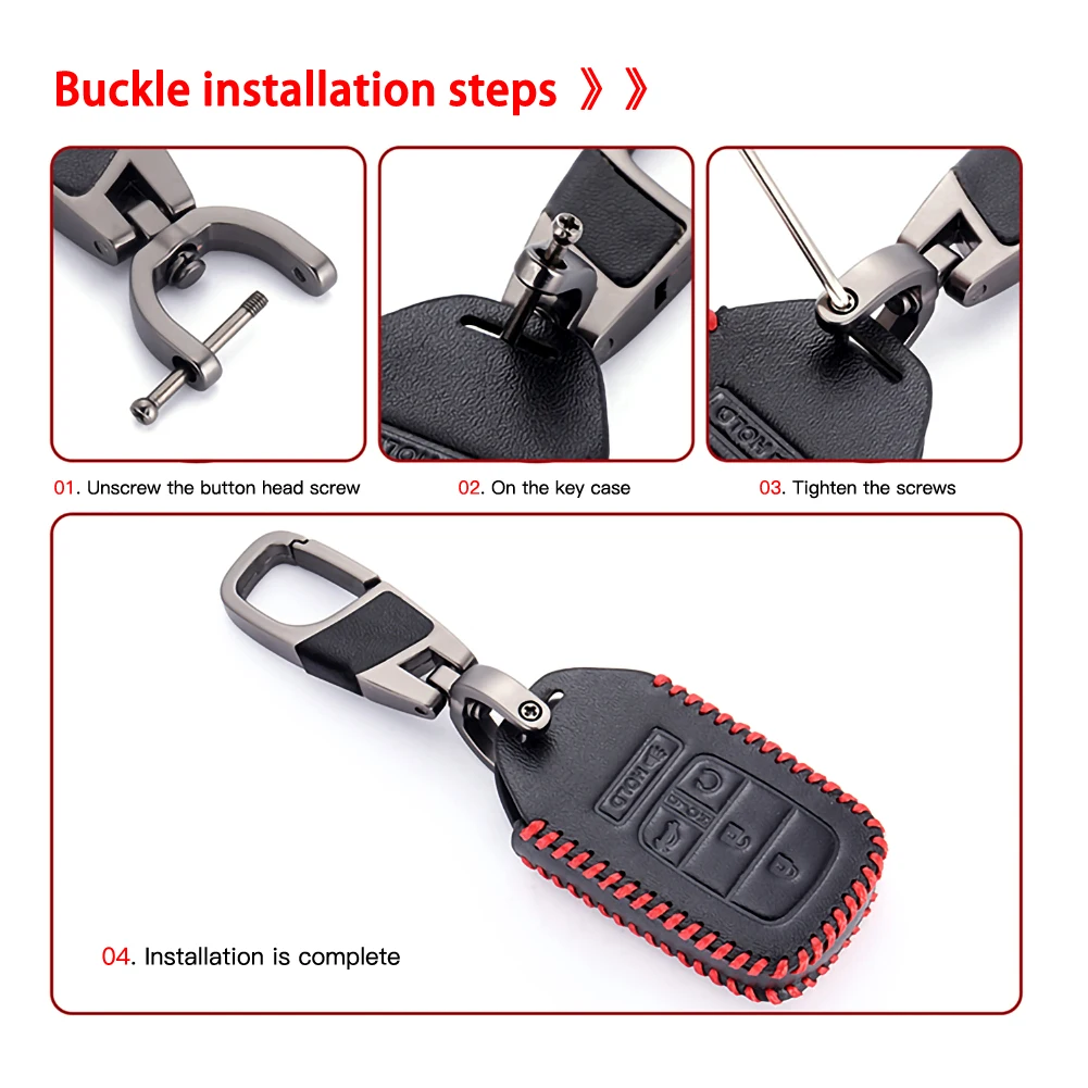 

Genuine Leather Car Smart Key Case for Honda Civic Accord Pilot CR-V 2015-2018 Key Case for auto Car Interior Accessories
