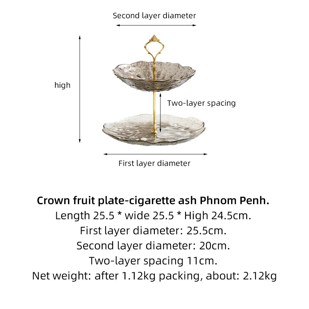 

Crown Two-layer Fruit Tray Tea Tray Metal Shape for Fashion Fruit Plate Snack Plate Cake Resin Tray Desktop Decoration