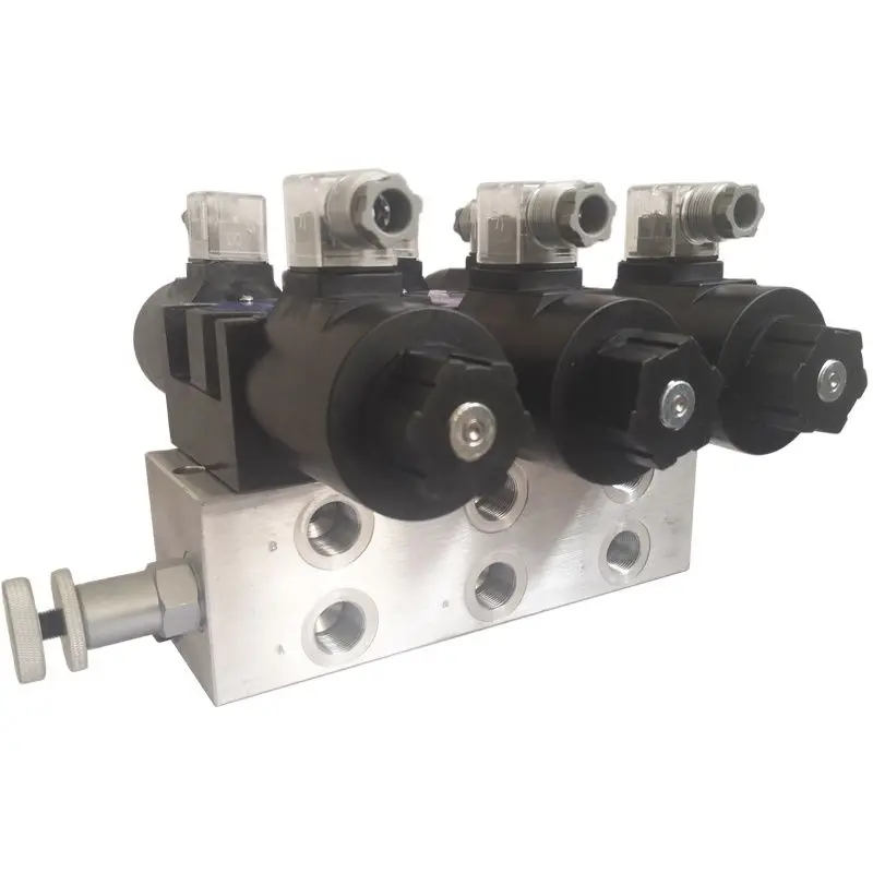 1 manera 2 3 multi-hidr&aacute;ulica distribuidor 12 24V cuerpo de aluminio lado cosechadora de control el&eacute;ctrico-2
