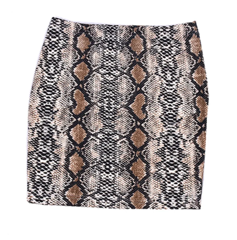 Короткая облегающая юбка для девушек сексуальная женская миди из змеиной кожи с