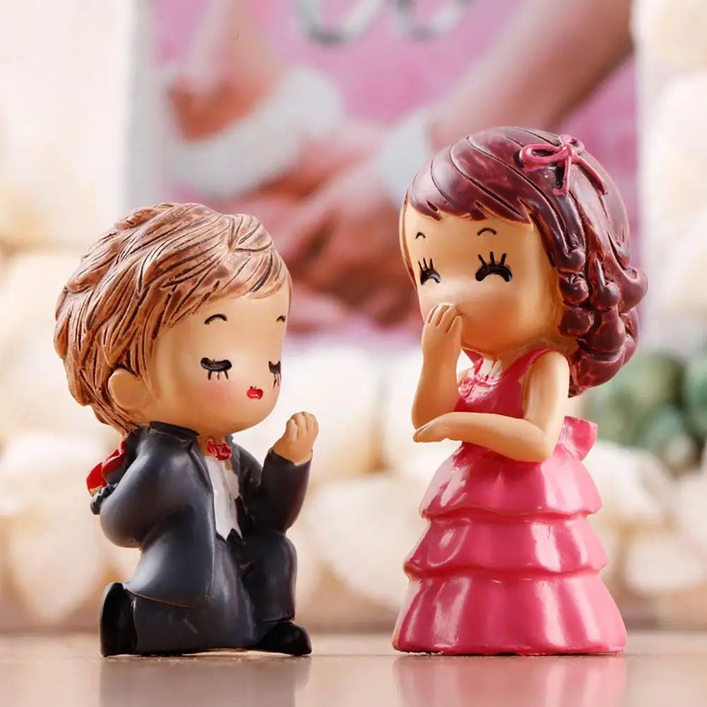 Fashion 2Pcs Resin Propose Lover Doll Miniature Figurines Ornament Home Garden Dollhouse Decor | Дом и сад