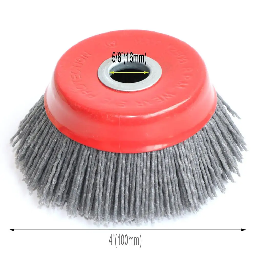 4inch Gray grit 120 1 шт. 100 мм 4 дюйма чашка нейлоновая абразивная щетка колесо M14 X 3 дюйма P80 ворс полимер-абразив для углового шлифовального инструмента - Цвет: 4inch Gray grit 120
