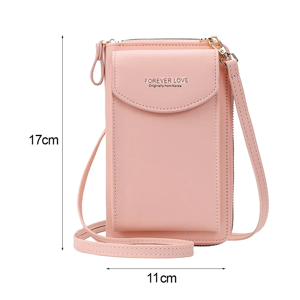 

Retro Ladies Solid Color PU Shoulder Messenger Bag Casual Women Flap Phone Bags Mini Women's Purse Zipper Purse Small Wallet
