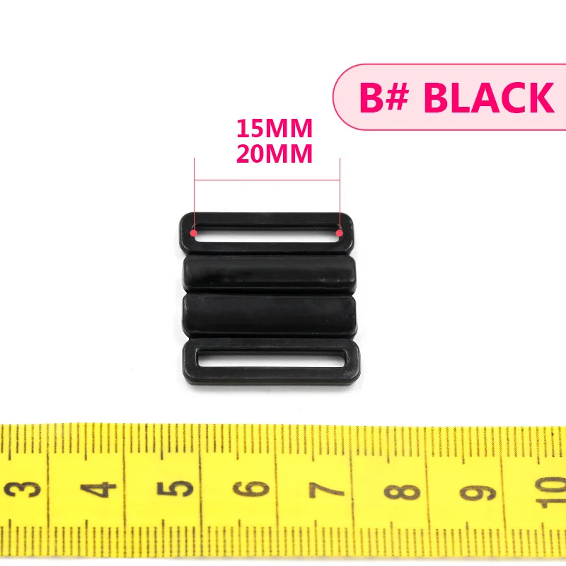 B BLACK 10 шт. пластиковые нейлоновые пряжки для передних бюстгальтеров аксессуары для шитья нижнего белья бикини зажимы для бюстгальтеров пряжки ручной работы - Цвет: B BLACK