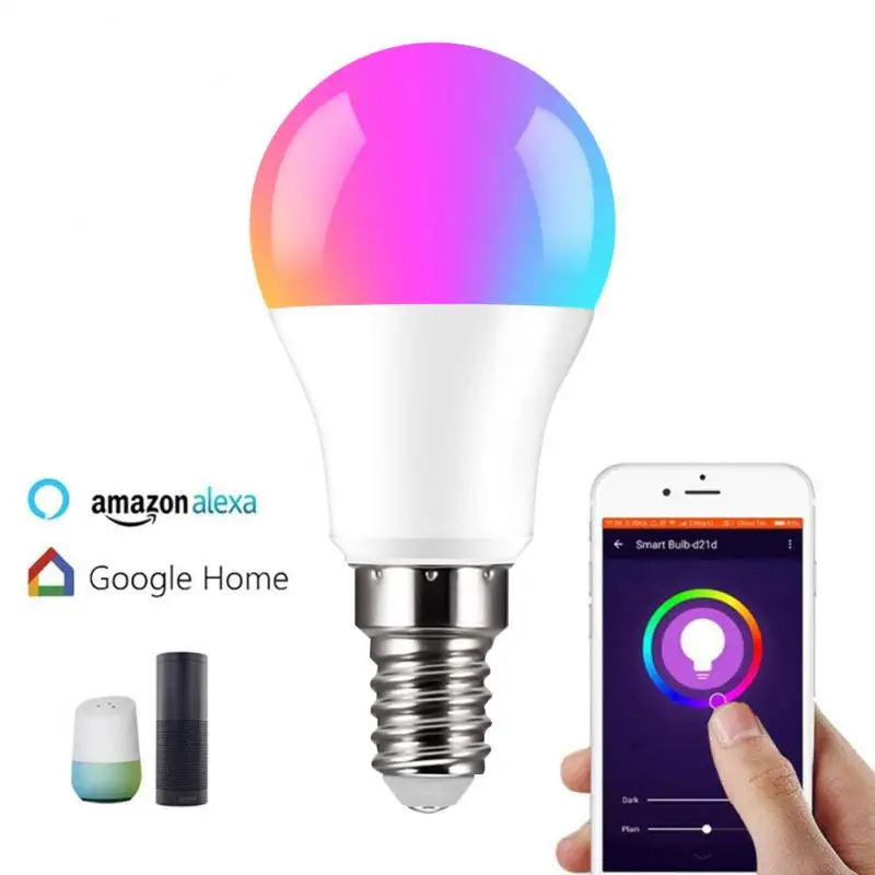 

Умная лампа с Wi-Fi, Е14, светодиодная лампа с регулируемой яркостью, приложение, умный ночсветильник, работает с Amazon Alexa Google Home, энергосберегающ...