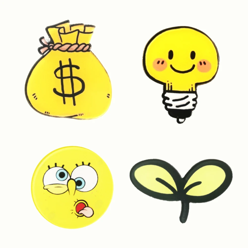 

Cartoon Acrylic Brooch Anime Purse Light Bulb Sapling Lapel Pins For Backpacks Women Badges Jewelry Gift Shirt Accessories