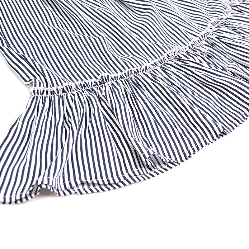 

TEELYNN cotton stripe bikini cover up women long blouse casual ruffles half sleeve summer Cardigan boho beach wear robe vestidos